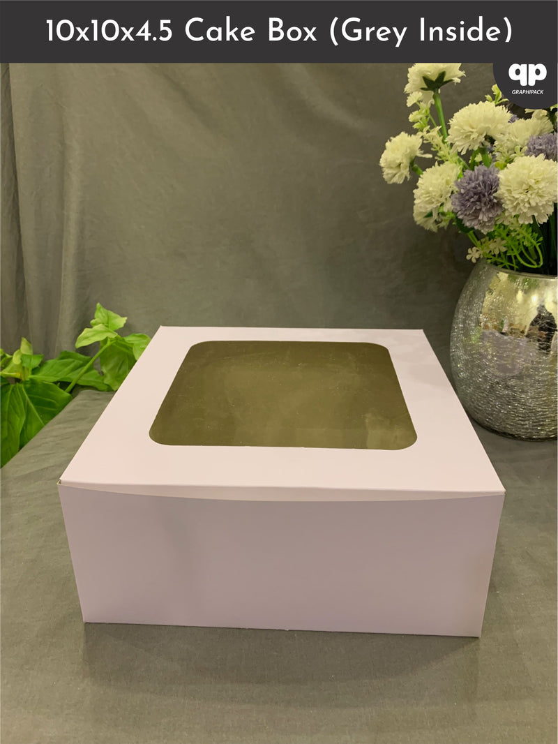 Cake Box 10"x10"x4.5" (Grey Inside)- For 2 Pound