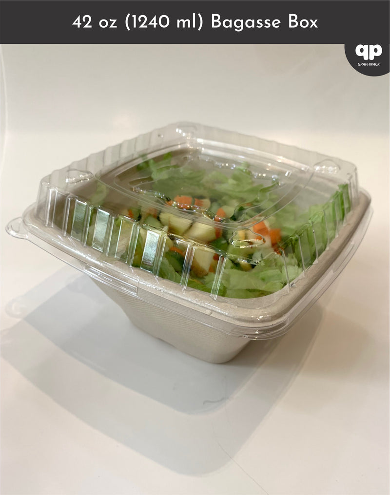 42 oz (1240 ml) square box with transparent lids: