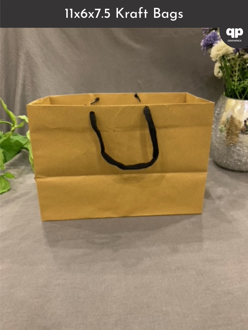 Kraft Paper bags- 11x6x7.5 with strings