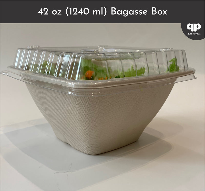 42 oz (1240 ml) square box with transparent lids: