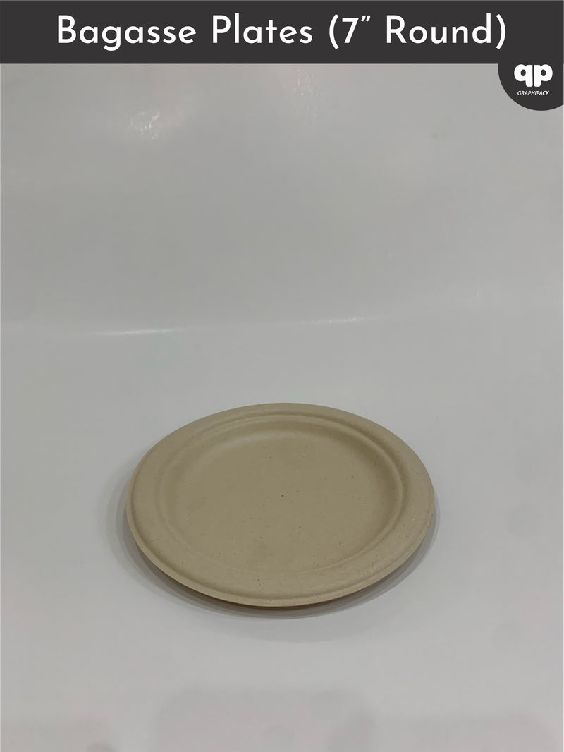 7" Round Bagasse Plates