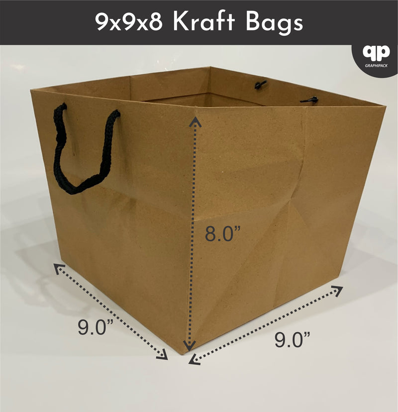 Kraft Paper bags- 9x9x8 with strings