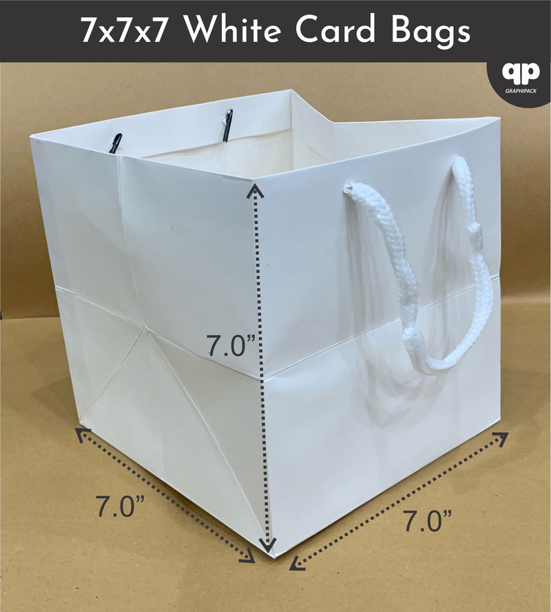 White Card bags- 7x7x7 with strings