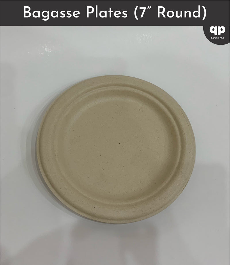 7" Round Bagasse Plates