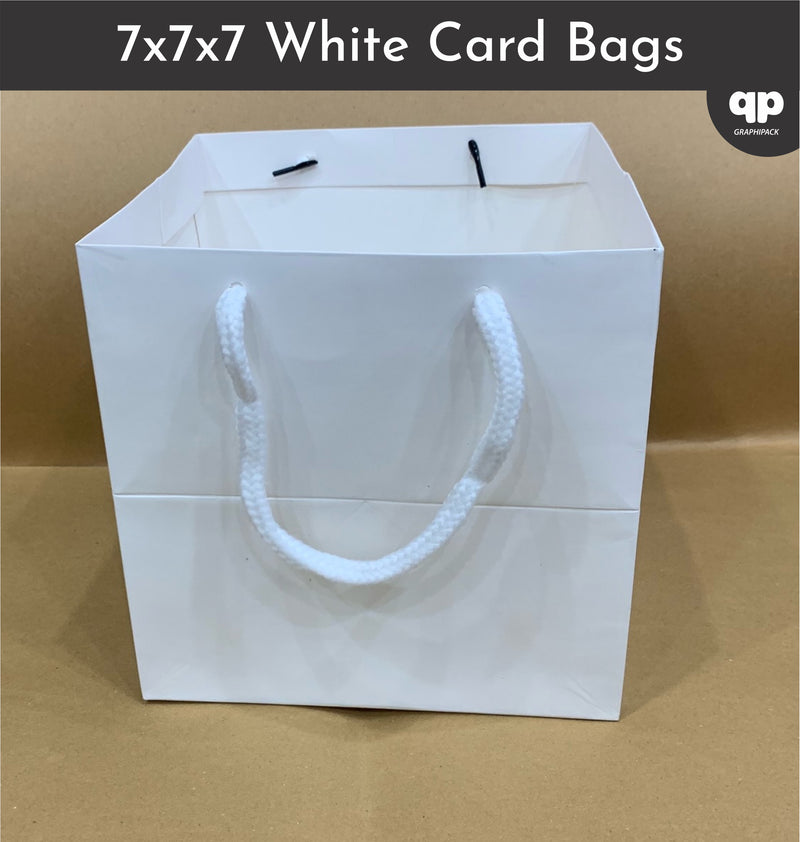 White Card bags- 7x7x7 with strings