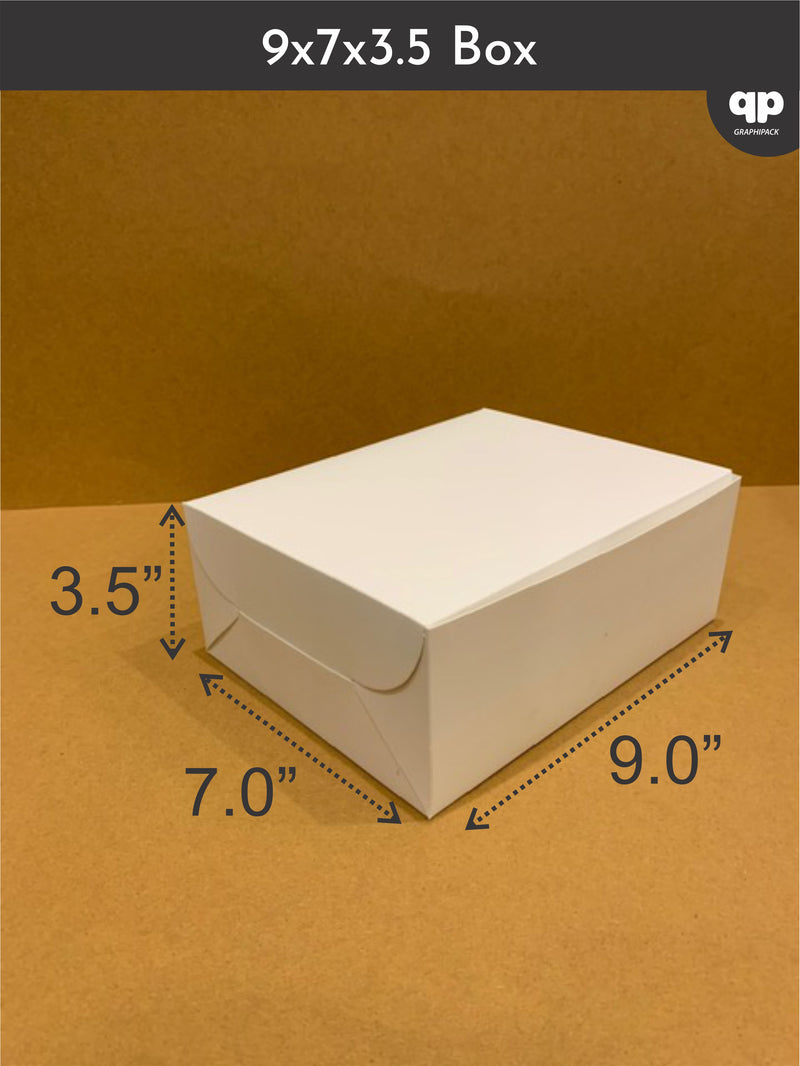 White Brownie Box 9"x7"x3.5" without window