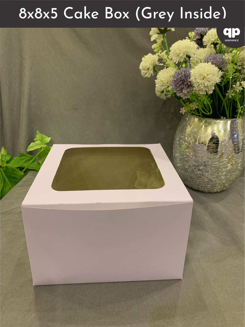 Cake Box 8"x8"x5" (Grey Inside)- For 1 Pound