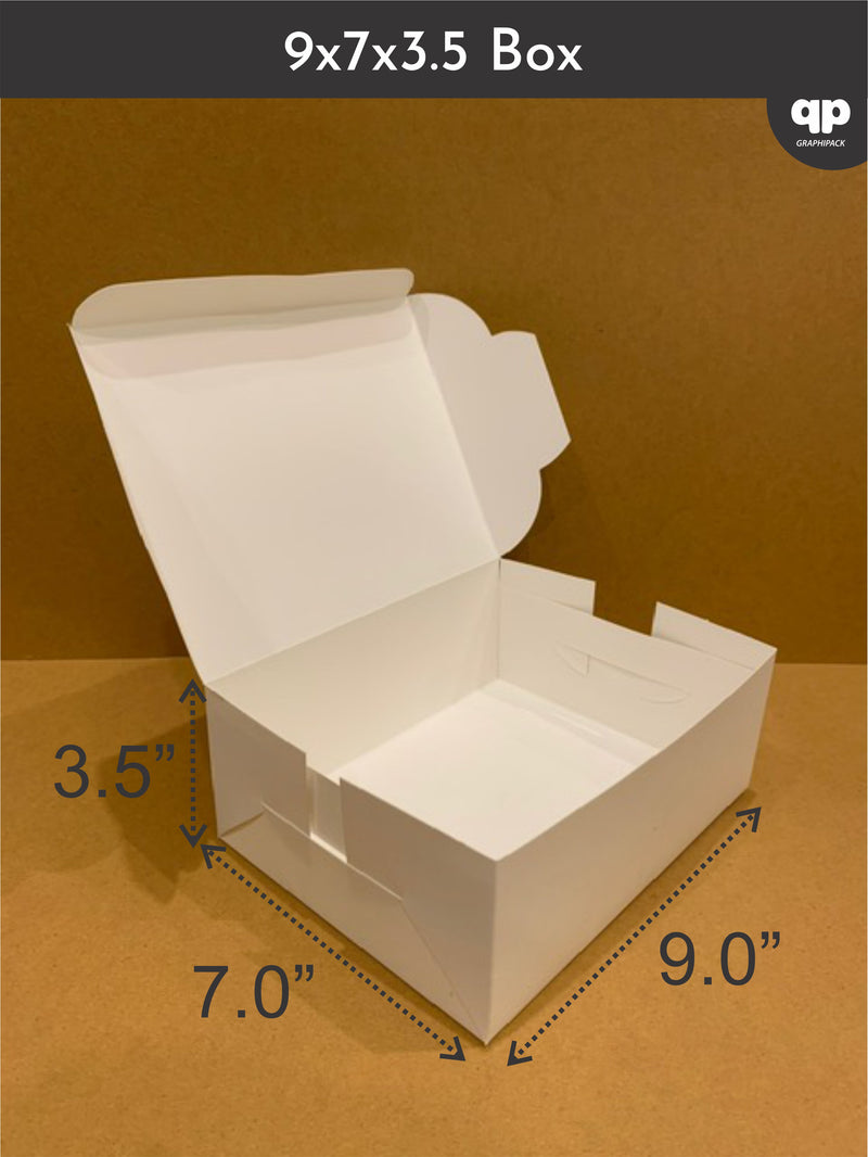 White Brownie Box 9"x7"x3.5" without window